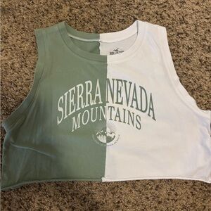 Hollister Two-Tone Green and White Tank Top